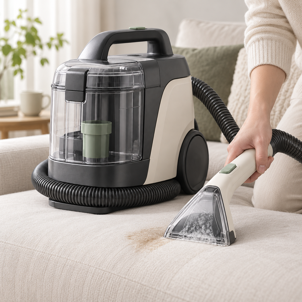 Faye Upholstery Extractor in a home setting